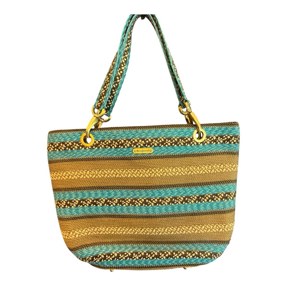 Eric Javits Striped Tote Bag - Blue and Brown